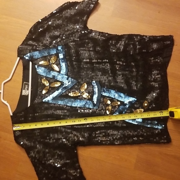 Blue and Black Sequin Top - Picture 3 of 5